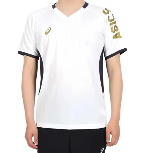 ASICS T Shirts Men's White V Neck Thin