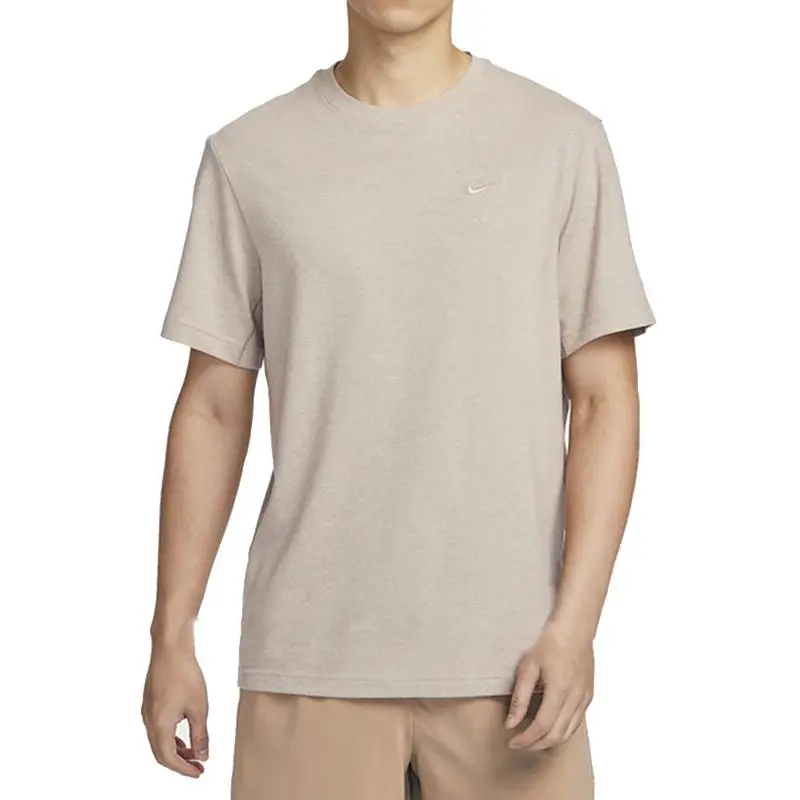 Nike T-Shirts Men's Khaki Crew Neck Moderate Straight Fit