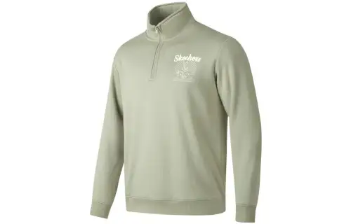 Skechers Skx Sweatshirts Unisex Herbal Beige Polo Collar Moderate Regular