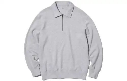UNIQLO Sweatshirts Men's Gray Lapel Moderate Regular
