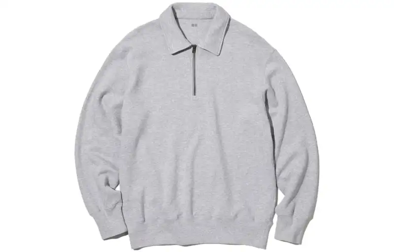 UNIQLO Sweatshirts Men's Gray Lapel Moderate Regular