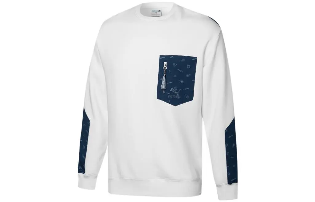 PUMA Sweatshirts Men's White Crew Neck Moderate Straight Fit