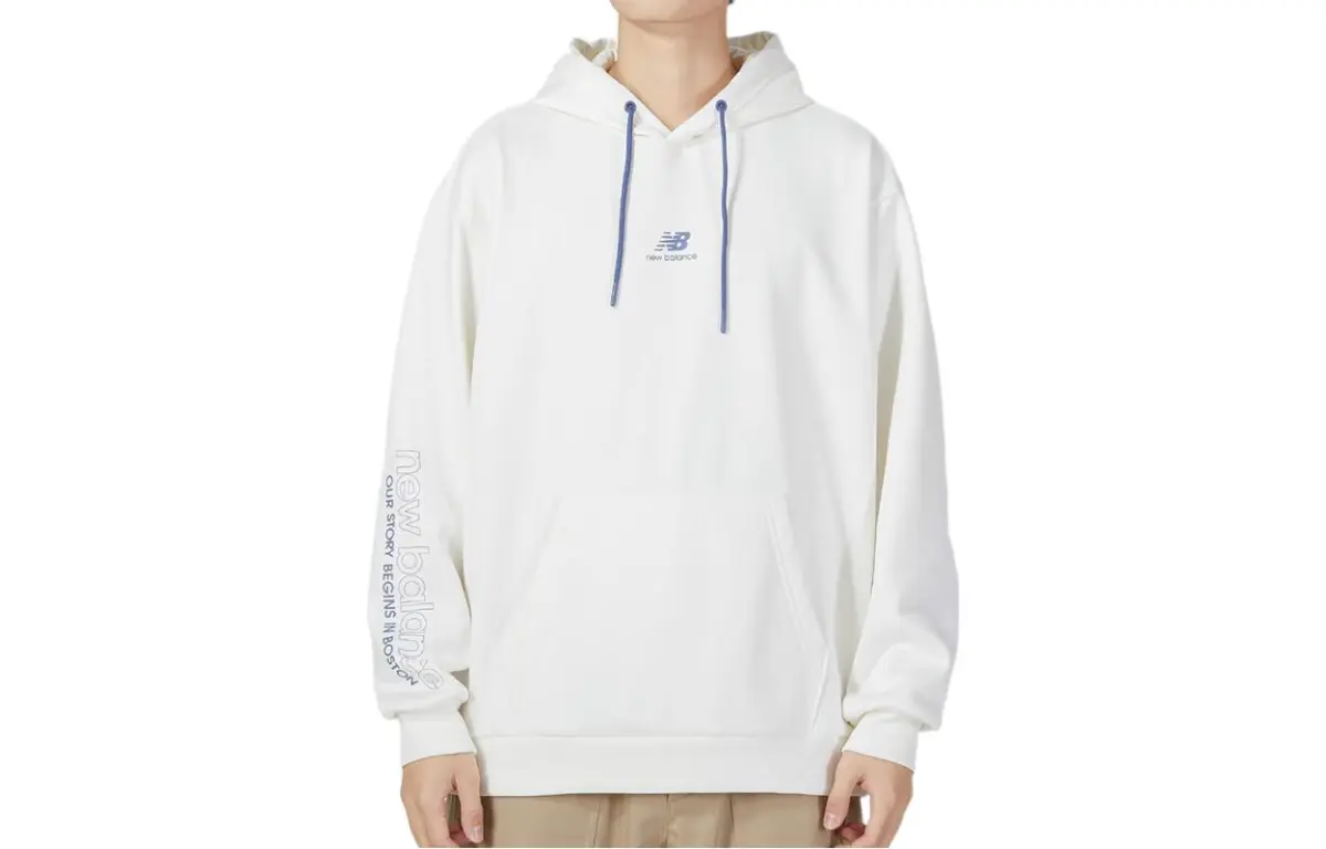 New Balance Sweatshirts Unisex White Hooded Moderate Regular