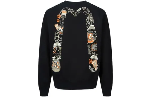 EVISU Sweatshirts Men's Black Crew Neck Moderate Other