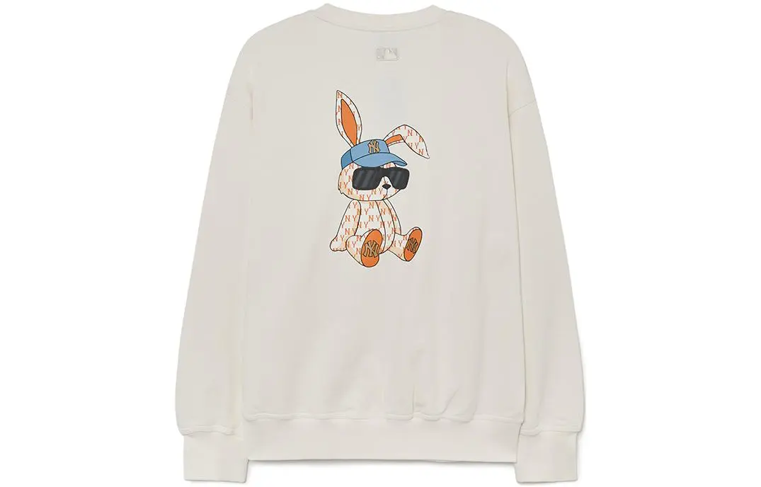 MLB New York Yankees Sweatshirts Unisex Cream Crew Neck Moderate Straight Fit