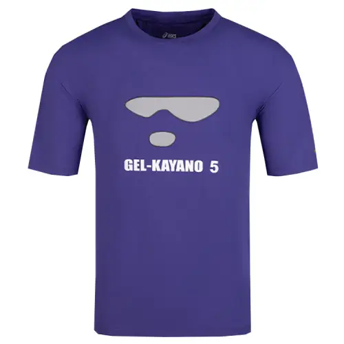 ASICS T Shirts Unisex Purple Crew Neck Moderate