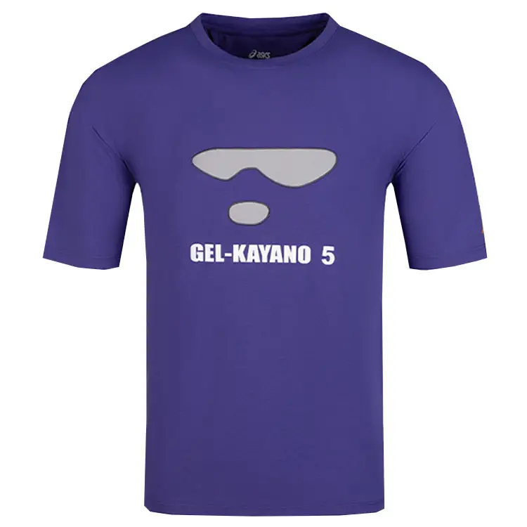 ASICS T Shirts Unisex Purple Crew Neck Moderate