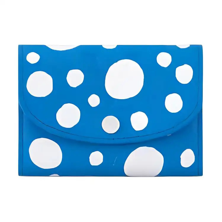 LOUIS VUITTON Yayoi Kusama Collaboration Victorine Cow Leather Victoria Coin Purse Women's Blue/White