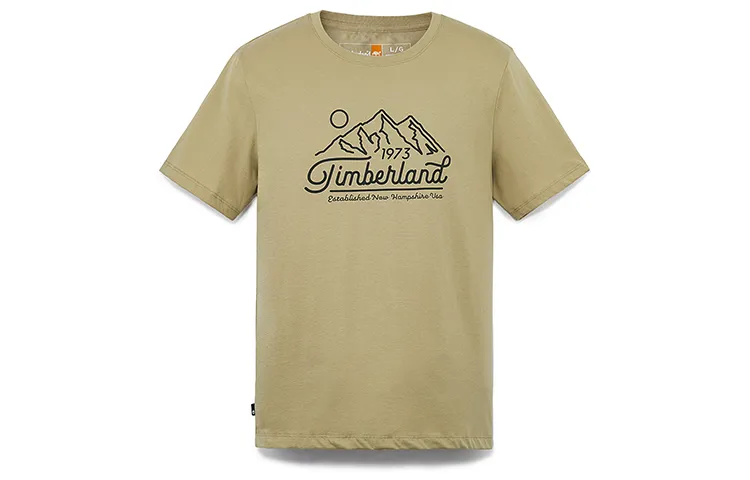 Timberland T-Shirts Men's Liquorice Yellow Crew Neck Moderate Straight Fit