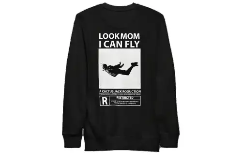 Travis Scott Sweatshirts Men's Black Crew Neck Moderate Regular