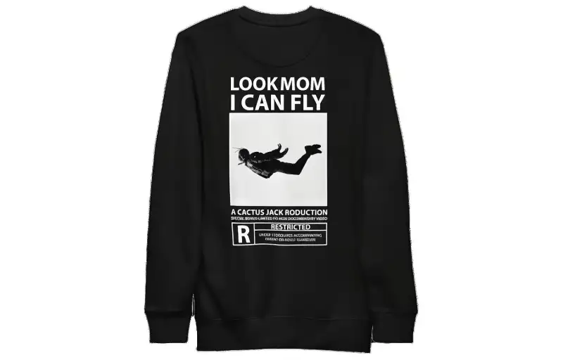 Travis Scott Sweatshirts Men's Black Crew Neck Moderate Regular