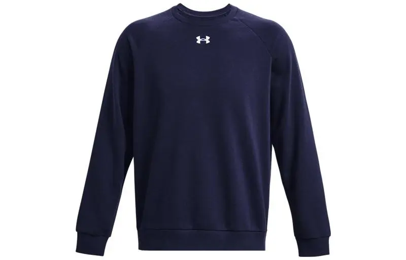 Under Armour Rival Solid Color Fleece Crew Neck Training Sports Fleece Lined Sweatshirt Men's Dark Blue