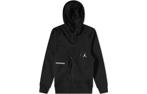 Jordan Sweatshirts Men's Black Hooded Moderate Cardigan