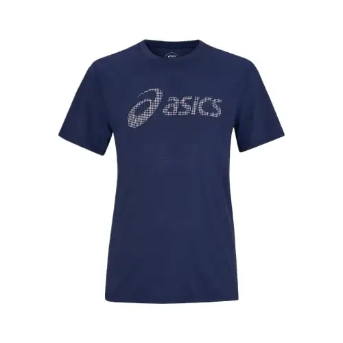 ASICS T Shirts Men's Dark Blue Crew Neck Moderate Straight Fit