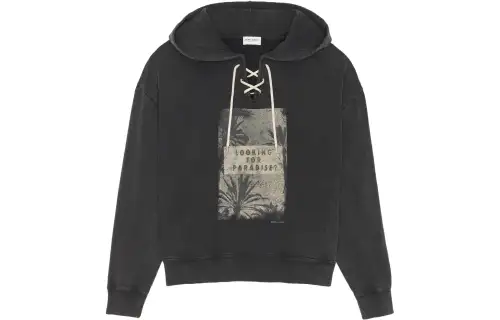 SAINT LAURENT Sweatshirts Unisex Black Hooded Moderate Regular