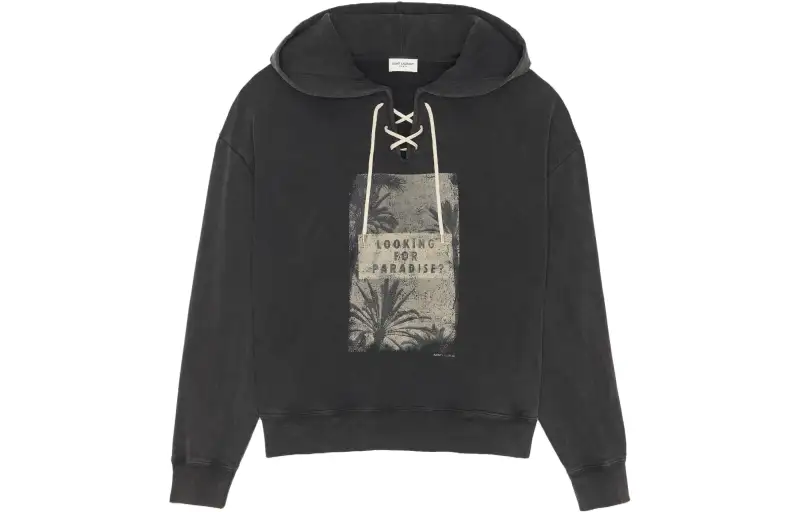 SAINT LAURENT Sweatshirts Unisex Black Hooded Moderate Regular