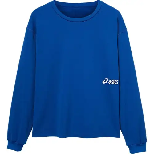 ASICS T Shirts Unisex Blue Crew Neck Moderate Straight Fit