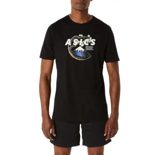 ASICS T Shirts Unisex Black Crew Neck