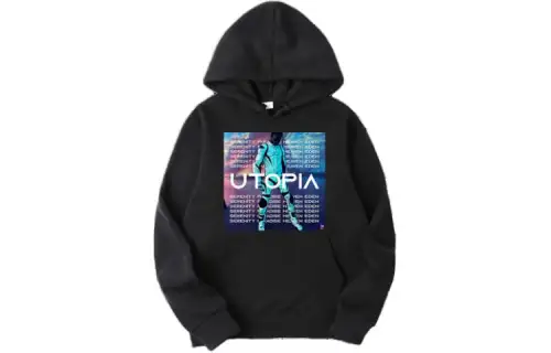 Travis Scott Sweatshirts Men's Black Hooded Moderate Regular