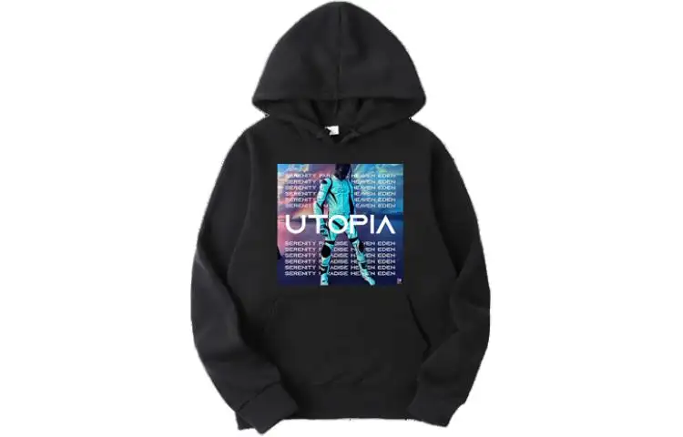 Travis Scott Sweatshirts Men's Black Hooded Moderate Regular