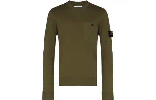 STONE ISLAND Sweatshirts Men's Green Crew Neck Moderate Regular