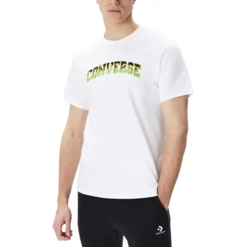 Converse T Shirts Men's White Crew Neck Moderate Straight Fit