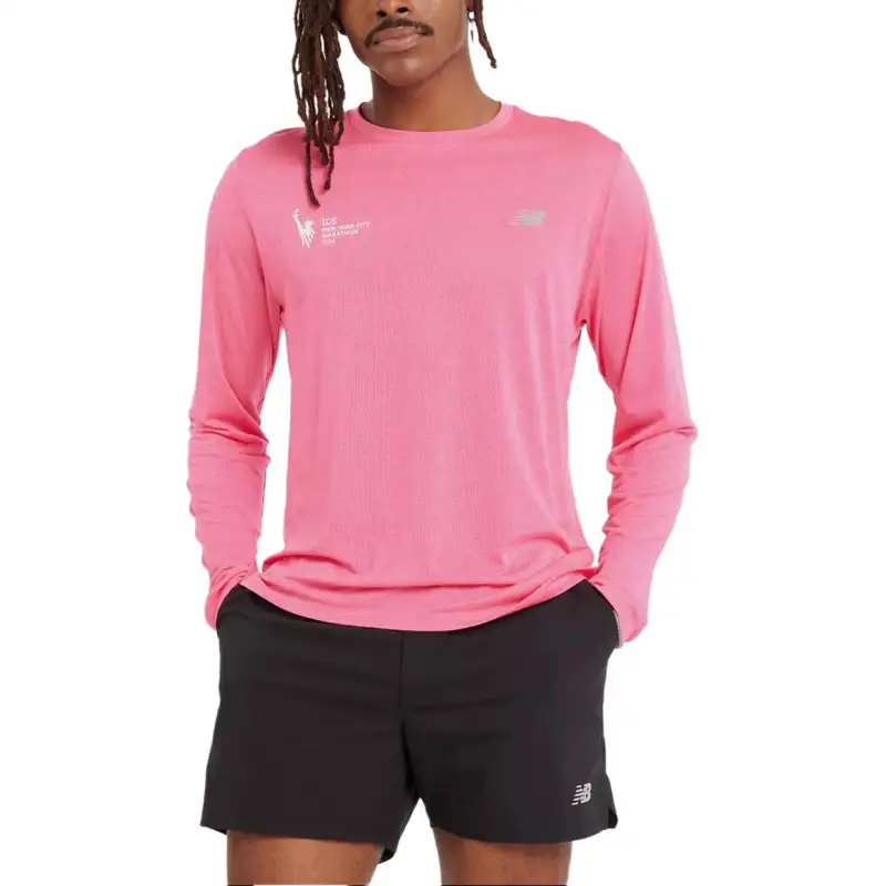 New Balance NYC Marathon AthleticsTCS T Shirt Men's Pink Heather