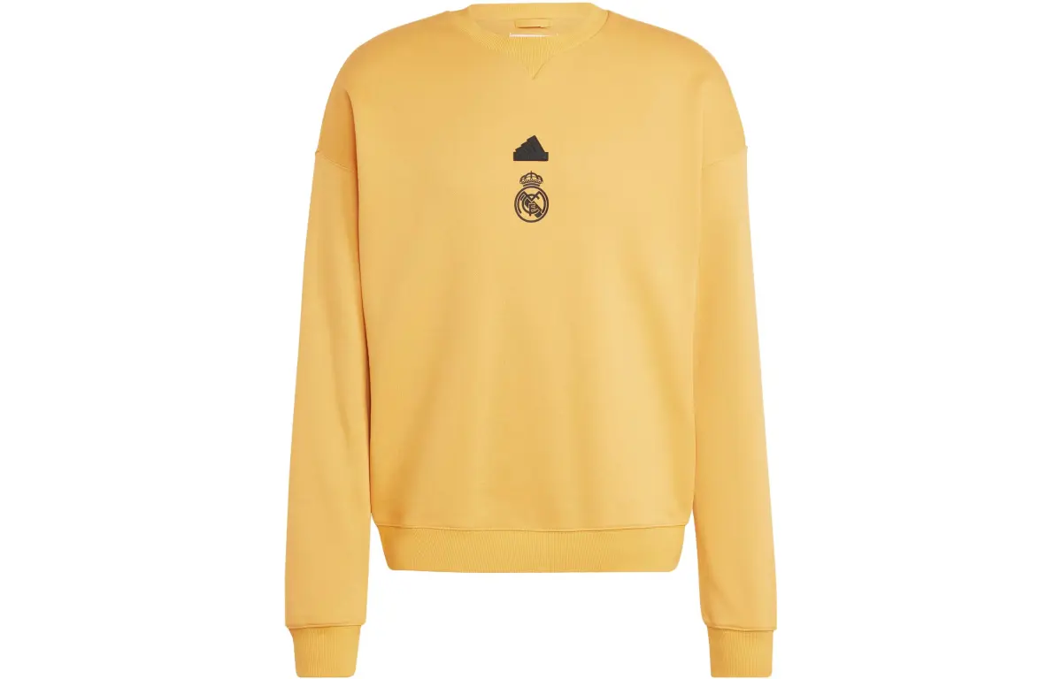 Adidas Real Madrid Sweatshirts Men's Yellow Crew Neck Moderate Regular