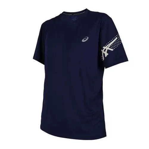 Asics ICON T Shirt Men's Dark Blue Silver