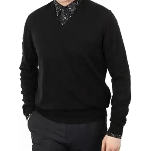 PRADA Sweatshirts Men's Black V Neck Moderate Regular