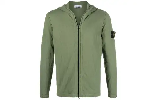 STONE ISLAND Sweatshirts Men's Green Hooded Moderate Cardigan