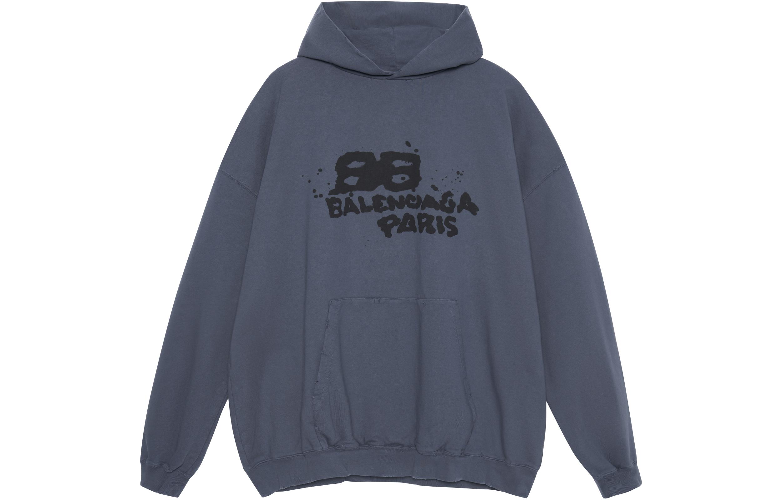 Мужское худи Balenciaga SS23 Logo (синее)