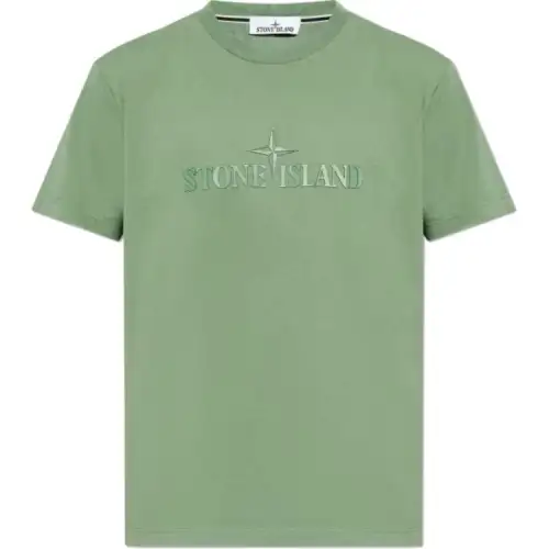 STONE ISLAND Logo Printed Crewneck T Shirt