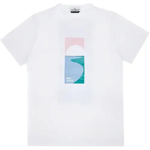 STONE ISLAND T Shirts Men's White Crew Neck Moderate Straight Fit