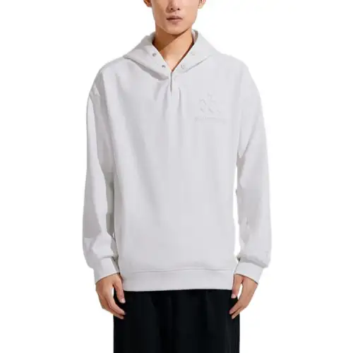 Li Ning CF Solid Color Logo Print Fleece Lined Pullover Long Sleeved Sweatshirt Unisex Ivory