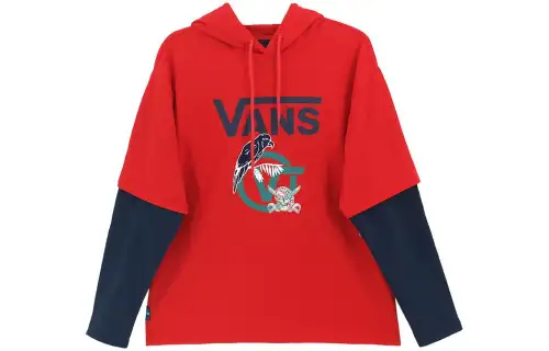 Vans Sweatshirts Men's Red Hooded Moderate Mock Two Piece