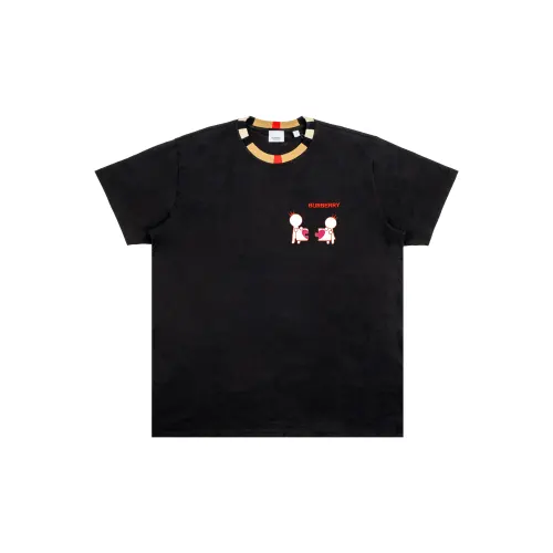 Burberry T Shirts Unisex Black Crew Neck Moderate Straight Fit