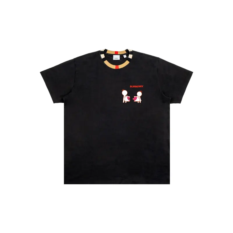 Burberry T Shirts Unisex Black Crew Neck Moderate Straight Fit