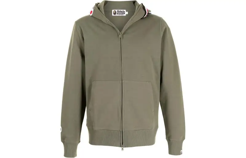 A BATHING APE Sweatshirts Men's Green Hooded Moderate Cardigan