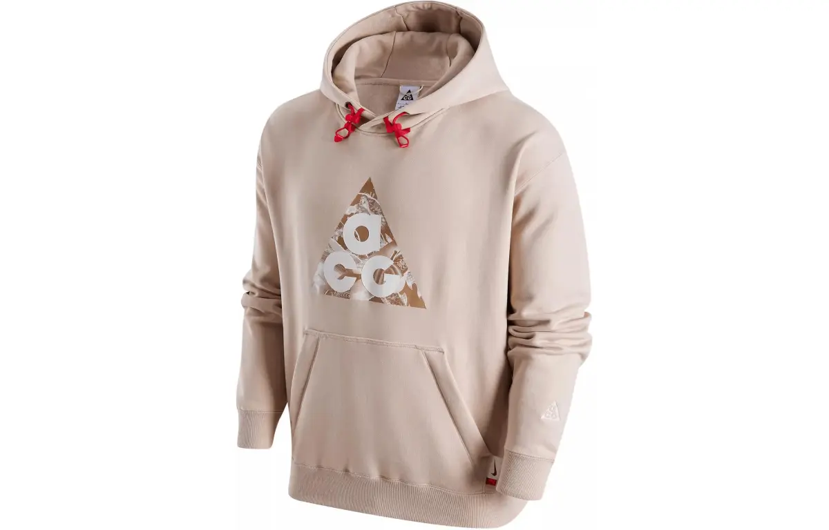 Nike Year Of The Dragon FW23 Letter Logo Print Fleece Lined Pullover Hooded Sweatshirt Men's Dune White Color
