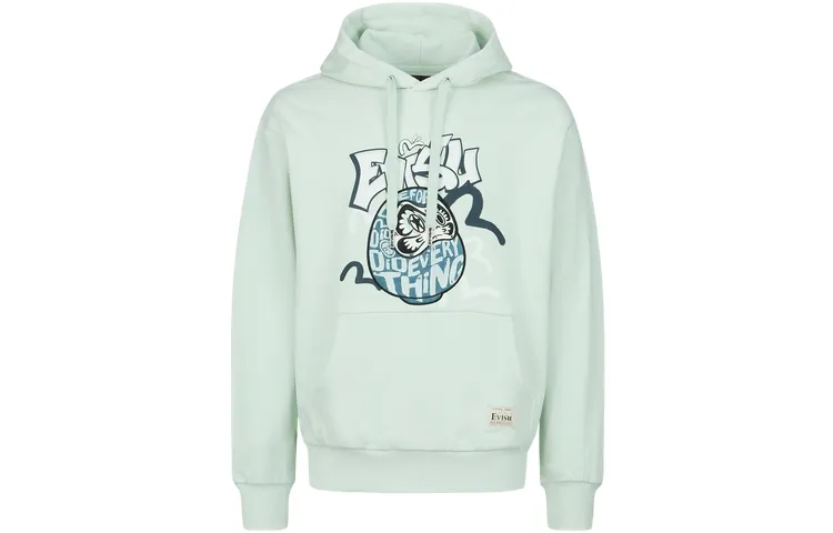 EVISU Sweatshirts Men's Mint Green Hooded Moderate Regular