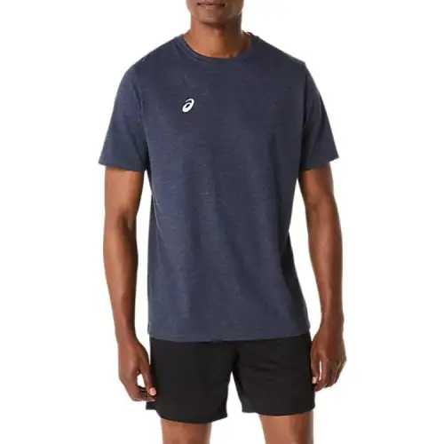 ASICS T Shirts Unisex Navy Blue Crew Neck Moderate