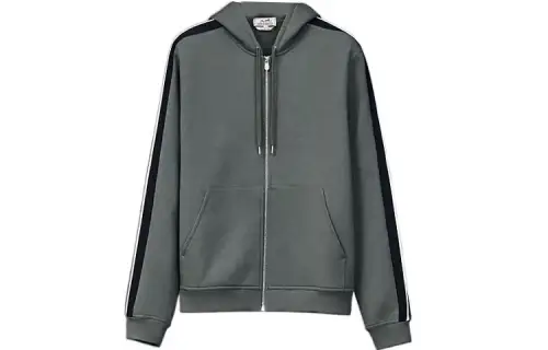 HERMES Sweatshirts Men's Gray Hooded Moderate Regular