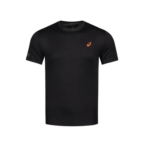 ASICS T Shirts Men's Black Crew Neck Moderate Straight Fit
