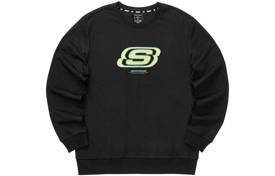 Skechers Colorful Sweatshirts Unisex Carbon Black Crew Neck Thickened Regular
