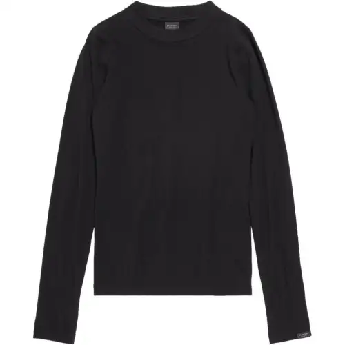 Balenciaga SS24 Solid Color Logo Patch Long Sleeved T Shirt Men's Black Regular Fit