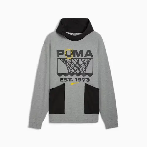 PUMA SS24 Winning Shot Series Brand Logo Fashion Hooded Basketball Long Sleeve Sweatshirt Men's Gray