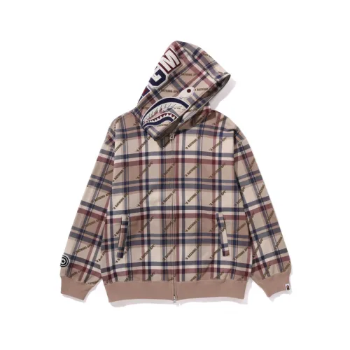 Bape Logo Check Pattern Shark Full Zip Hoodie