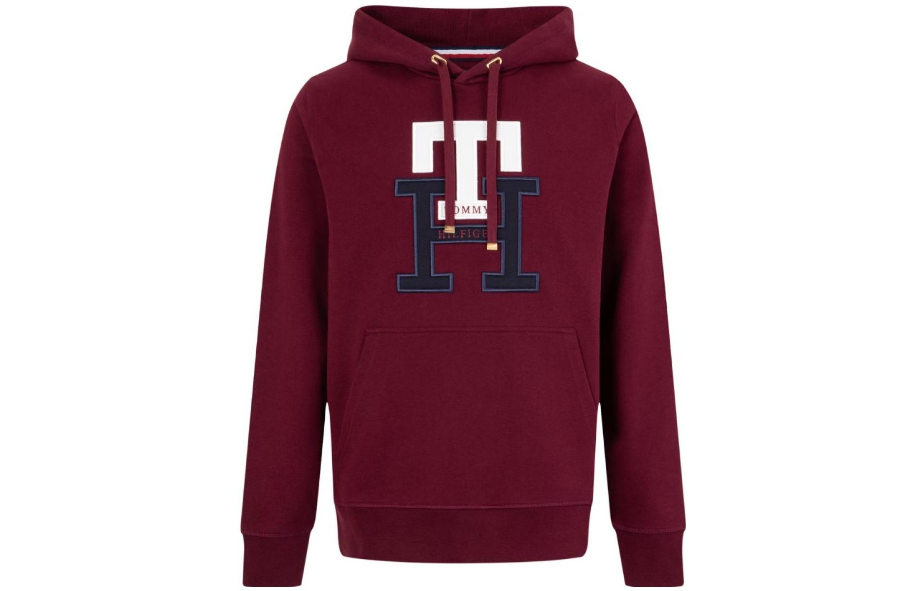 Tommy Hilfiger Sweatshirts Unisex Burgundy Hooded Moderate Regular