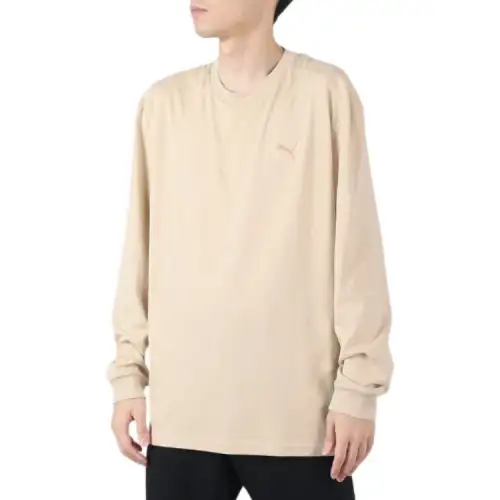 PUMA T Shirts Men's Apricot Crew Neck Moderate Straight Fit